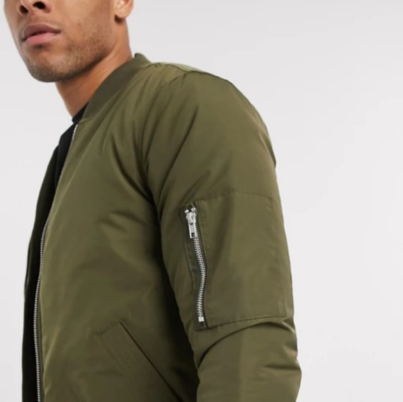 ASOS Design MA1 Padded Bomber Jacket Khaki-Green | Men's XS - Picture 4 of 13
